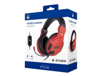 BigBen Interactive - Officiellt licensierad för PS4 - headset - fullstorlek - kabelansluten - 3,5 mm kontakt - röd - för Sony PlayStation 4, Sony PlayStation 4 Pro, Sony PlayStation 4 Slim
