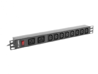 Lanberg PDU-02I1908I-0200-C20-BK – Kraftdistributionsenhet (kan monteras i rack) – Växelström 220-250 V – 4000 Watt – 1-fas – ingång: IEC 60320 C20 16A – utgångskontakter: 10 (8 x IEC 60320 C13 2 x IEC 60320 C19) – 1U – 19 – 2 m sladd – svart