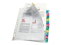 Esselte Indekslomme A4 90 my farvet, 12 lommer Glasklar - (10 stk.)
