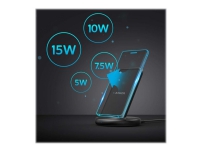 Anker PowerWave II Stand – Trådlös laddningsplatta + växelströmsadapter – 15 Watt – svart – Europa