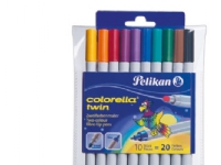 Pelikan Colorella twin C 304 – Fiberspetspenna med två spetsar – icke-permanent – för textil – blandfärger – 1-2 mm (paket om 10)