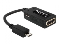 Delock – Adapter för video / ljud – mikro-USB typ B hane till HDMI mikro-USB typ B hona – 15 cm – svart – för HTC Sensation 4G  Samsung Galaxy S II