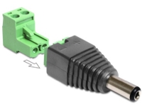 Delock – Strömadapter – 2 stifts terminalblock (hane) till Växelströmsjack 5,5 x 2,5 mm (hane)