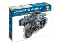 Bilde av Italeri Zundapp Ks 750 With Sidecar, Military Motorcycle Model, Monteringssett, 1:9, Zundapp Ks 750 With Sidecar, Alle Kjønn, Plast