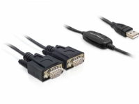 Delock Adapter USB 2.0 > 2 x Seriell – USB / seriell kabel – USB (hane) till DB-9 (hane) – 1.4 m – tumskruvar