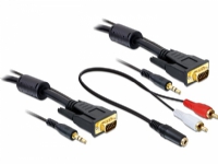 Delock – VGA-kabel – HD-15 (VGA) mini-phone stereo 3.5 mm (hane) till HD-15 (VGA) mini-phone stereo 3.5 mm (hane) – 2 m