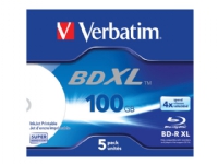 Verbatim – 5 x BD-R XL – 100 GB 4x – yta utskrivbar med bläckstråleskrivare – CD-fodral