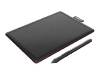 Wacom One by Wacom - Digitaliserer - høyre- og venstrehåndet - 21.6 x 13.5 cm - elektromagnetisk - kablet - USB - svart, rød PC tilbehør - Mus og tastatur - Tegnebrett