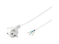 MicroConnect PowerCord – Strømkabel – uisoleret ledning till CEE 7/7 – 2 m – 90° stikforbindelse – vit