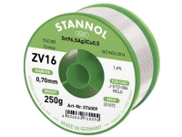 Stannol ZV16 Loddetin, blyfri Blyfri Sn96,5Ag3Cu0,5 250 g 0.7 mm Føringsveier og feste - Lodding og tilbehør