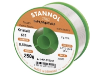 Stannol Kristall 611 Fairtin Loddetin, blyfri Blyfri Sn96,5Ag3Cu0,5 250 g 0.5 mm Føringsveier og feste - Lodding og tilbehør