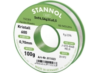 Stannol Kristall 600 Fairtin Loddetin, blyfri Blyfri Sn96,5Ag3Cu0,5 100 g 0.7 mm Føringsveier og feste - Lodding og tilbehør