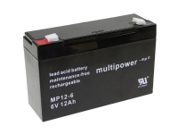 multipower PB-6-12-6,35 MP12-6 Blybatteri 6 V 12 Ah Blyfilt (B x H x D) 151 x 99 x 50 mm Plattkontakt 6,35 mm Underhållsfritt låg självurladdning