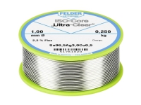 Felder Löttechnik ISO-Core Ultra Clear SAC305 Loddetin Spole Sn96,5Ag3Cu0,5 0.250 kg 1 mm Føringsveier og feste - Lodding og tilbehør