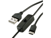 Renkforce Strømkabel Raspberry Pi [1x USB 2.0 stik A - 1x USB-C® stik] 1.00 m Sort inkl. til/fra-kontakt