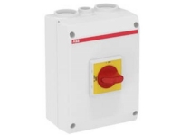 Säkerhetsbrytare AC23 45A 3-polig med hjälpkontakt emc rött och gult handtag metrisk gänga OTE36A3M
