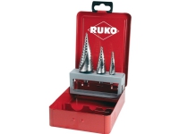 RUKO 101026 Stegborrsats 3 delar 4 – 12 mm 4 – 20 mm 4 – 30 mm HSS 3-bladigt handtag 1 sats