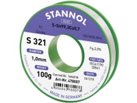Stannol S321 2,0% 1,0MM SN99.3CU0.7CD 100G Loddetin, blyfri Blyfri, Spole Sn99.3Cu0.7 100 g 1 mm Føringsveier og feste - Lodding og tilbehør