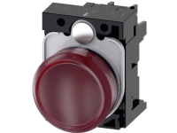 Signallampe 22mm ru pla rød lin glat 230