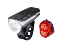 SIGMA Light set Aura 60 USB/ Nugget II Black/ red Li-ion, 60 lux (standard), 30 lux (Mid), 18 lux (eco), USB-rechargable Sykling - Sykkelutstyr - Sykkellys