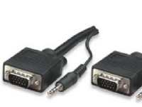 Manhattan SVGA Audio Cable, 4,5 m, VGA (D-Sub) + 3.5mm, VGA (D-Sub) + 3.5mm, Nickel, Svart, Hane/Hane
