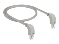 Delock – Patch-kabel – RJ-45 (hane) vinklad nedåt till RJ-45 (hane) vinklad nedåt – 1 m – SF/UTP – CAT 5e – startad halogenfri – grå