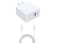 CoreParts – Strömadapter – USB-C cable (1m) – 60 Watt – 3.25 A – PD – 2 utdatakontakter (USB 24 pin USB-C) – på kabel: USB-C – vit