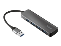 Trust Halyx Aluminium 4-Port USB 3.2 Hub USB-A 3.1 Gen 1 4x USB-A 3.2 Gen 1 Hanstik/Hunstik 15 cm Grå