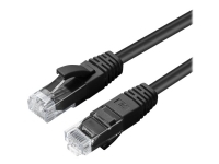 MicroConnect – Patch-kabel – RJ-45 (hane) till RJ-45 (hane) – 25 cm – 5 mm – UTP – CAT 6a – halogenfri inomhus formpressad hakfri – svart