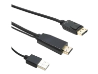 MicroConnect – Adapterkabel – DisplayPort hane till HDMI USB (endast ström) hane – 1 m – svart – 4K30 Hz (3840 x 2160) stöd