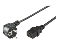 MicroConnect – Strömkabel – CEE 7/7 (hane) rak till IEC 60320 C19 vinklad – AC 250 V – 16 A – 5 m – svart