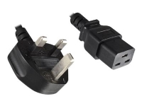 MicroConnect – Strömkabel – Typ G (hane) vinklad till IEC 60320 C19 rak – AC 250 V – 3 A – 1.8 m – svart