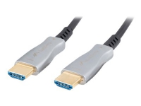 Lanberg - Premium High Speed - HDMI-kabel med Ethernet - HDMI hann til HDMI hann - 50 m - svart - Active Optical Cable (AOC), støtte for 4K 60 Hz (3840 x 2160) PC tilbehør - Kabler og adaptere - Videokabler og adaptere