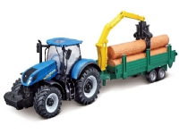 Tractor w/tree forwarder N.H. T7.615 10cm blue
