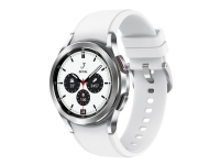 Samsung Galaxy Watch4 Classic – 42 mm – sølvfarget – smartklokke med åskamsportsbånd – fluorelastomer – hvit – display 1.2 – 16 GB – NFC, Wi-Fi, Bluetooth – 46.5 g