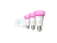 Philips Hue White and Color Ambiance Starter Kit – Trådlös belysningsuppsättning – LED-glödlampa x 3 – E27 – 9 W (motsvarande 75 W) – klass F – 16 miljoner färger – 2000-6500 K