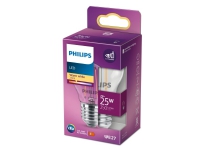 Philips – LED-glödlampa med filament – form: P45 – klar finish – E27 – 2 W (motsvarande 25 W) – klass E – varmt vitt ljus – 2700 K – transparent