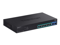 TRENDnet TPE-1021WS – Switch – smart – 8 x 10/100/1000 (PoE+) + 2 x 10/100/1000/SFP – skrivbordsmodell rackmonterbar – PoE+ (130 W)