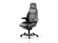 Kontorstol KAB Seating Executive, White-Line Sort skind inkl. armlæn og nakkestøtte i sort skind interiørdesign - Stoler & underlag - Kontorstoler