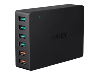 Aukey PA-T11 – Strömadapter – 60 Watt – 3 A – AiPower QC 3.0 – 6 utdatakontakter (USB)