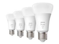 Philips Hue White – LED-glödlampa – form: A60 – E27 – 9 W (motsvarande 60 W) – klass F – varmt vitt ljus – 2700 K (paket om 4)