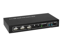 MicroConnect – Omkopplare för tangentbord/video/mus/ljud/USB – 2 x KVM/ljud/USB – 1 lokal användare – skrivbordsmodell UK-MODEL