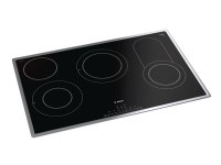 Serie   6 PKC845FP1D - Keramisk komfyrtopp - 4 plater - Nisje - bredde: 78 cm - dybde: 50 cm - med pynt av rustfritt stål - svart/rustfritt stå