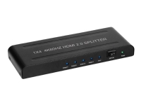 MicroConnect 1×4 HDMI 2.0 Splitter – Video/audiosplitter – 4 x HDMI – skrivbordsmodell