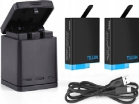 Telesin Usb Charger 2x Battery For Gopro Hero 8/7/6/5 Black