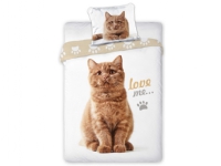 Cat ”Love Me” Sängkläder 140×200 cm – 100 procent bomull