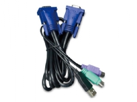 PLANET KVM-KC1-1.8, 1,8 m, USB, PS/2, USB, PS/2, VGA, Sort, Blå, D-sub port (15 female)