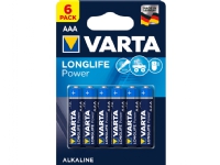 Varta Longlife Power, Engangsbatteri, AAA, Alkalinsk, 1,5 V, 6 stykker, Blå, Marineblå PC tilbehør - Ladere og batterier - Diverse batterier