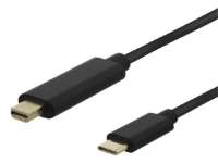 Deltaco USBC-DP102-K 1 m Mini DisplayPort USB C 21600 Mbit/s Svart