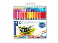 STAEDTLER Design Journey – Fiberspetspenna med två spetsar – blandfärger – 0.5-0.8 mm / 3 mm – fin / fin (paket om 120)